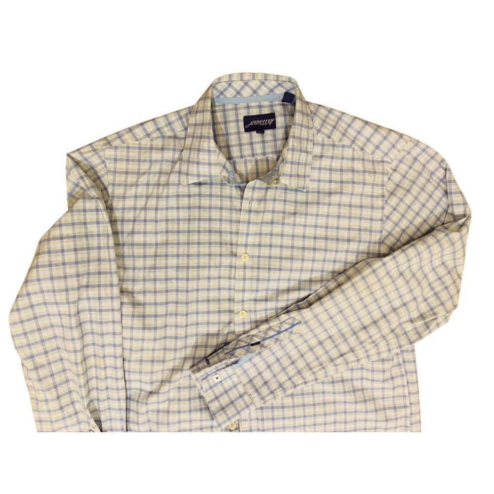 Jeremy Argyle Saratoga Pale Blue and Tan Plaid Cotton Shirt Size M - Picture 8 of 11